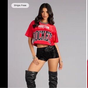 Houston Rockets Red Crop Jersey Top